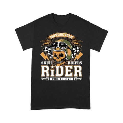 Biker Men T-shirt - Skull Bikers Ride to Live Motorcycle Tee, Motocross Off-road Racing Shirt| NMS138 A01
