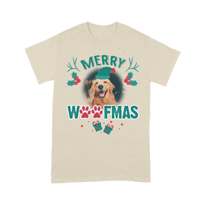 Merry Woofmas - Dog Lovers Custom Photo T-shirt, Cute Christmas Shirt for Dog Mom, Dog Dad| NTS223