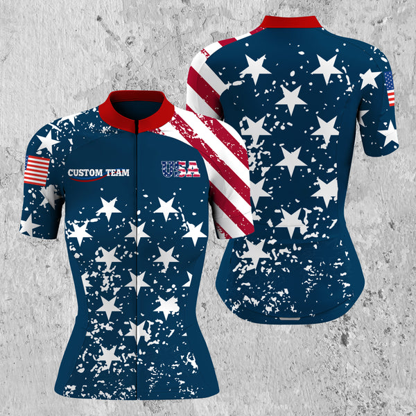 American Womens road cycling jersey Anti-UV US cycle gear 3 Pockets Custom team BMX MTB racing jersey| SLC66