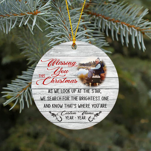 Gone Fishing Memorial Ornament Christmas Fishing In Heaven Ornament Sympathy Gift For Loss Of Dad ODT94