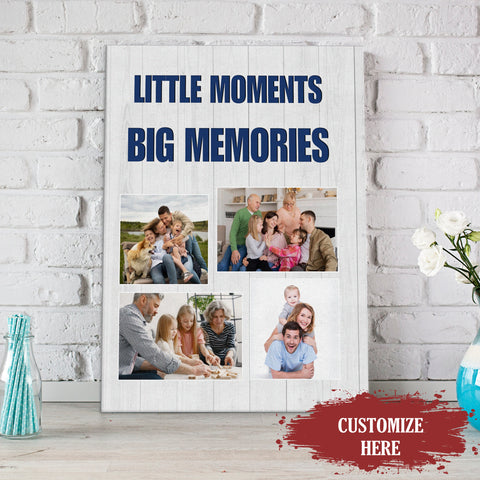 Family Photo Collage Canvas| Little Moments Big Memories Family Canvas| Custom Gift for Family on Christmas, Birthday, Thanksgiving| Home Decoration Family Wall Art Family Sign| JC726