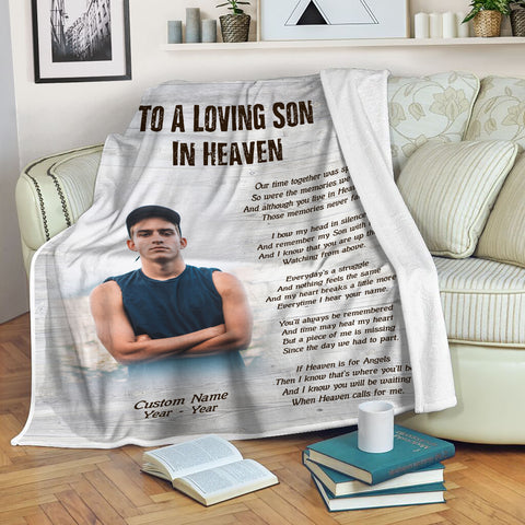 Personalized Son Memorial Blanket Loving Son Remembrance Sympathy Blanket Throw Bereavement Keepsake N2758
