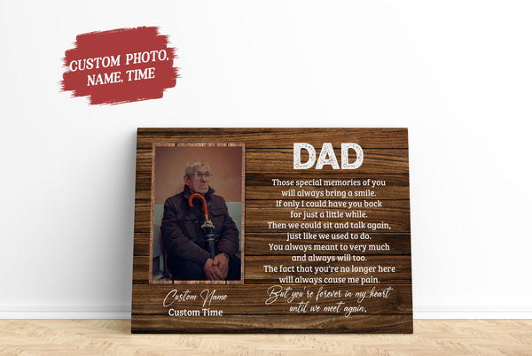 Dad Memorial Canvas| Those Special Memories of You| Personalized Memorial Gift for Loss of Father| JC886