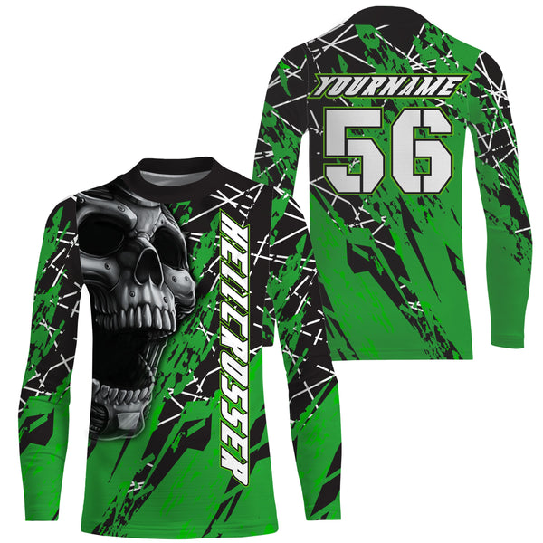 Hell Crosser skull motorcycle personalized jersey UPF30+ motocross dirt bike racing long sleeves NMS1053