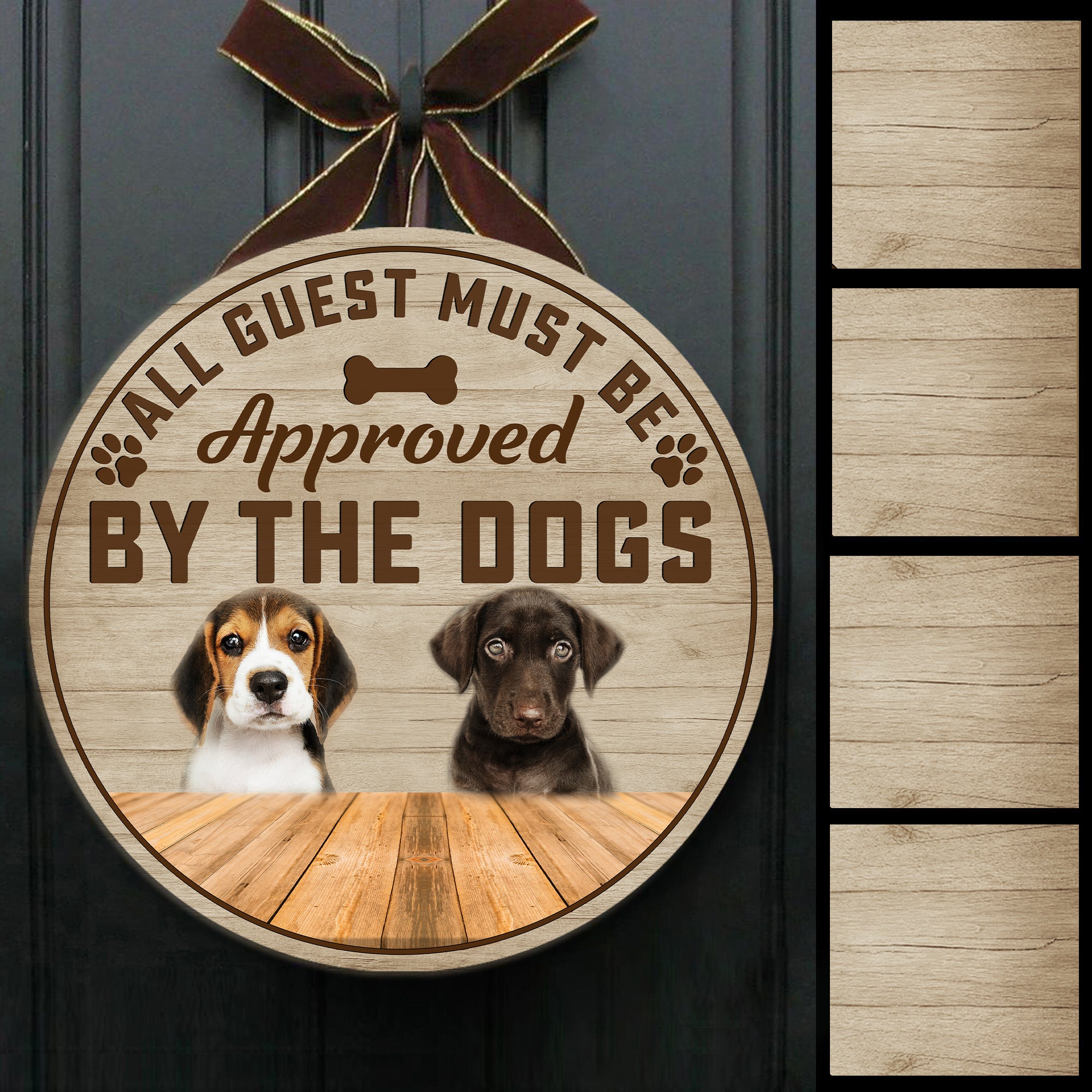 Personalized Dog Door Hanger| Approved By The Dogs - Wooden Welcome Sign Gift for Dog Lover, Dog Mom, Dog Dad| Dog Theme Decoration for Indoor Outdoor| JDH51