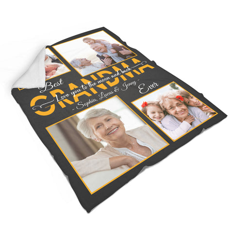 Best Grandma Ever Personalized Blanket Custom Fleece/Sherpa Throw Mother's Day Gift for Grandma N2493