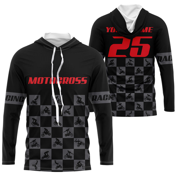 Custom motocross jersey UPF30+ kids men women dirt bike MX racing flag pattern motorcycle off-road NMS1025