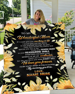 To My Wonderful Mom Blanket - Custom Name| Sunflower Blanket for Mom Mother Gift on Christmas Mother's Day Birthday| Thoughtful Gift for Mom from Daughter Son| JB50