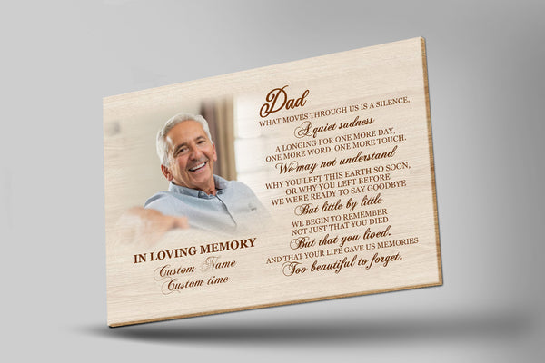 Dad Memorial Canvas| Personalized Photo| Too Beautiful to Forget| Dad Remembrance, In Heaven Father Memorial| Sympathy Gift, Memorial Gift for Loss of Father, In Memory of Dad| N2373