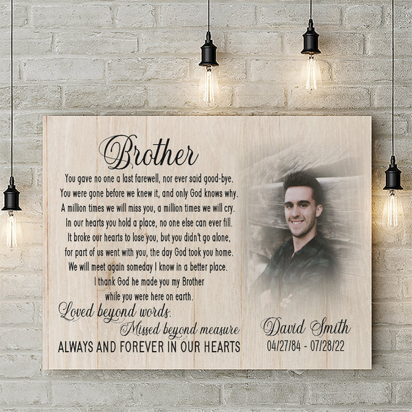 Brother memorial canvas personalized - Brother remembrance gift, bereavement loss brother in heaven CNT22