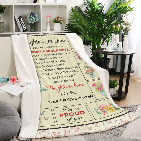 Letter To My Daughter-in-law Blanket Floral Fleece Blanket - Thought Gift for Daughter-in-law from Mother-in-law Daughter In Law Gift for Christmas Birthday Anniversary Wedding - JB246