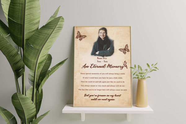 Custom Memorial Canvas| An Eternal Memory Butterfly Memorial Gift for Loss of Father Mother Brother Sister Son Daughter Grandparents Sympathy Gift Bereavement Gift for Family Loss JC538 Myfihu