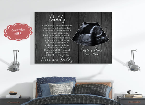 First Father's Day Gift| Custom Sonogram Canvas for New Dad, 1st Time Dad, Expecting Father, Baby Reveal| JC872