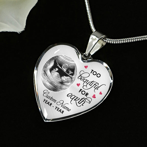 Footprints memorial necklace - Angel baby in heaven, Miscarriage jewelry, Infant pendant loss gift NNT47