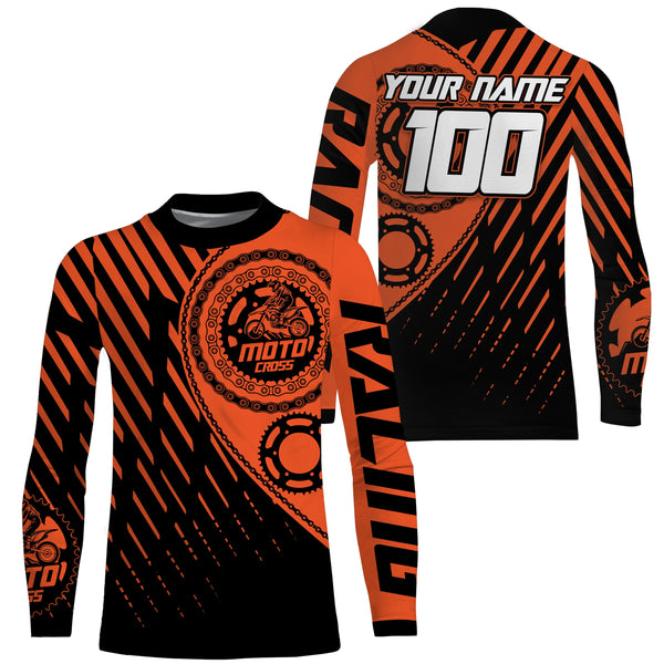 Custom orange motocross jersey UV protect kid&adult dirt bike sprocket chain MX racing off-road| NMS891