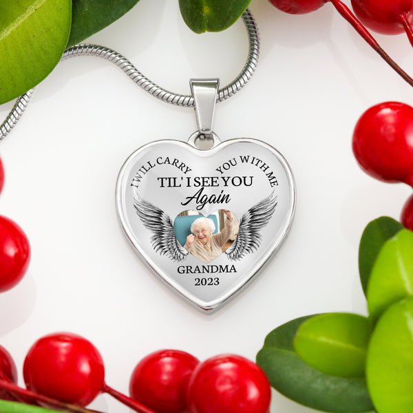 Custom remembrance necklace| I will carry you with me| Memorial keepsake necklace for loss loved one NNT05