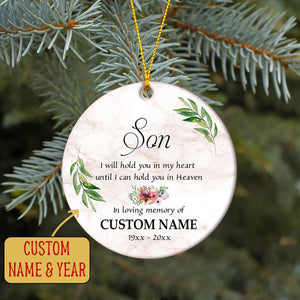 Son Remembrance Ornament| In Loving Memory of Son Personalized Christmas Memorial Ornament for Son in Heaven Angel Son Remembrance Keepsake Gift Son Bereavement Condolence Gift| JOR79