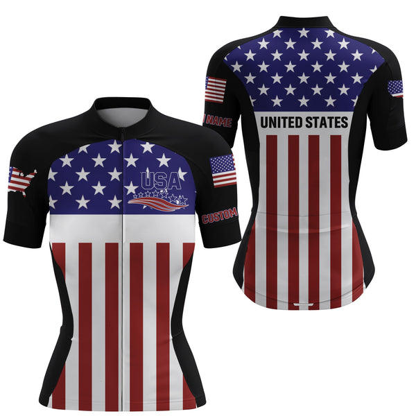 Men Women American cycling jersey UPF50+ USA bike shirt with 3 pockets full zip MTB BMX cycle gear| SLC163
