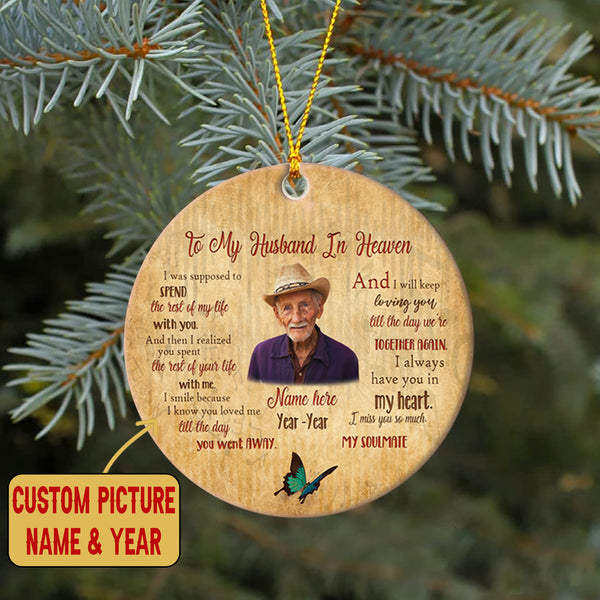 Husband Memorial Ornament - My Angel Husband, Christmas in Heaven, Husband Remembrance Home Decor, Memorial Gift for Loss of Husband| NOM163
