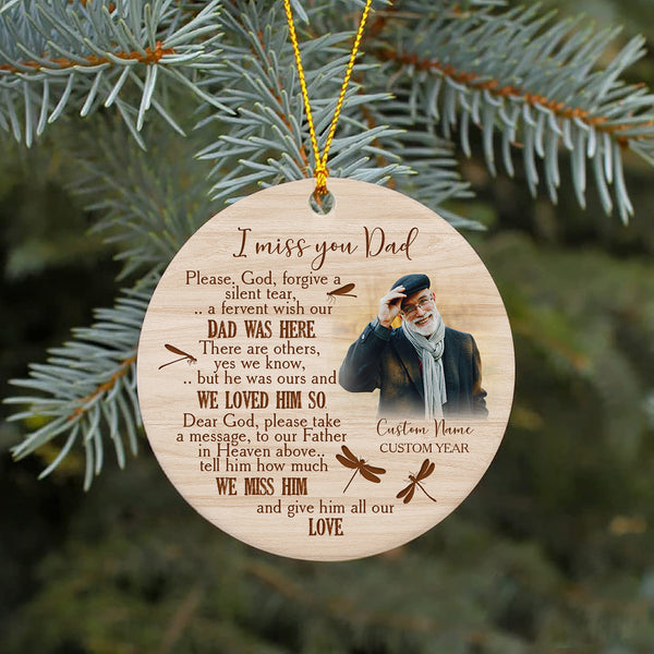 Dad memorial ornament - I Miss You, remembrance ornament for loss of father, bereavement gift| ONT108