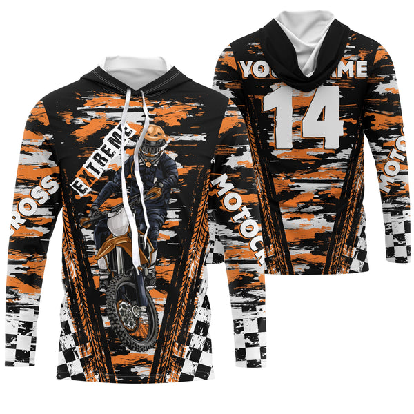 Kid adult orange custom MX jersey UV protective Motocross for youth racing biker off-road shirt PDT69