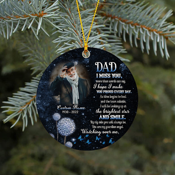 Dad Memorial Personalized Ornament, Christmas Remembrance Sympathy Gift for Loss of Father NOM296