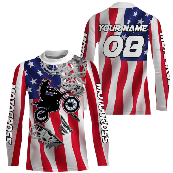 American Flag Motocross jersey custom name UV protective adult&kid dirt bike sprocket off-road| NMS900