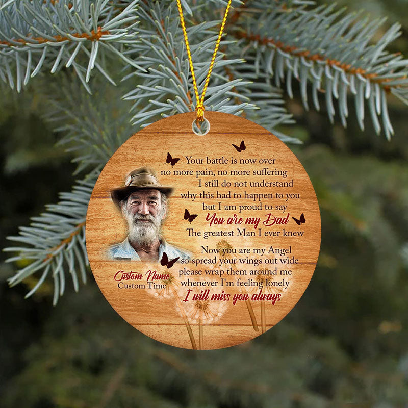 Dad memorial ornament - Custom dad remembrance ornament, memorial gift for loss of father in memory| ONT17