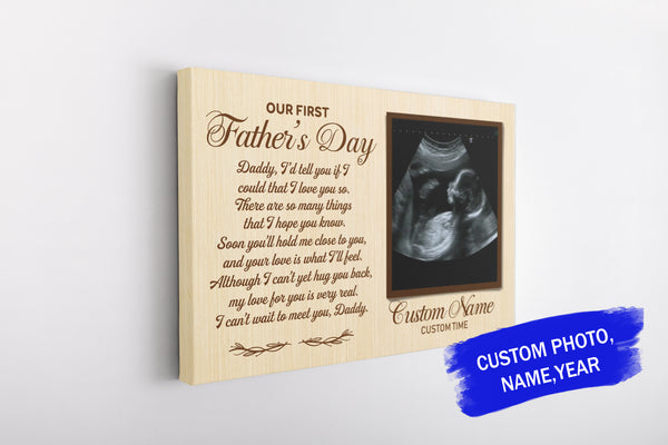 Personalized New Daddy Canvas| Custom Sonogram Wall Art| First Father's Day Gift for Husband Dad To Be Expecting Father JC335