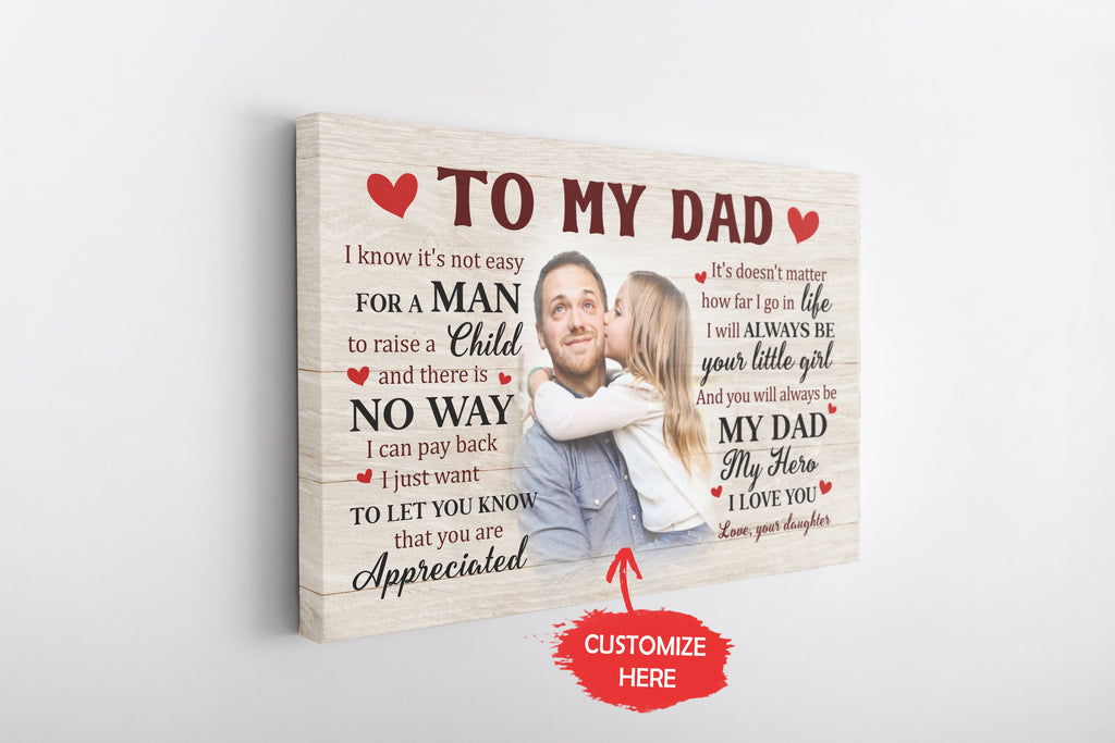 To My Dad Canvas, Personalized Gifts for Dad From Daughter, Wall