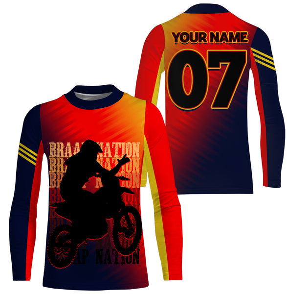 Brap Nation Personalized Jersey Kid Adult Motocross Dirt Bike MX Racing Long Sleeves Offroad NMS1114