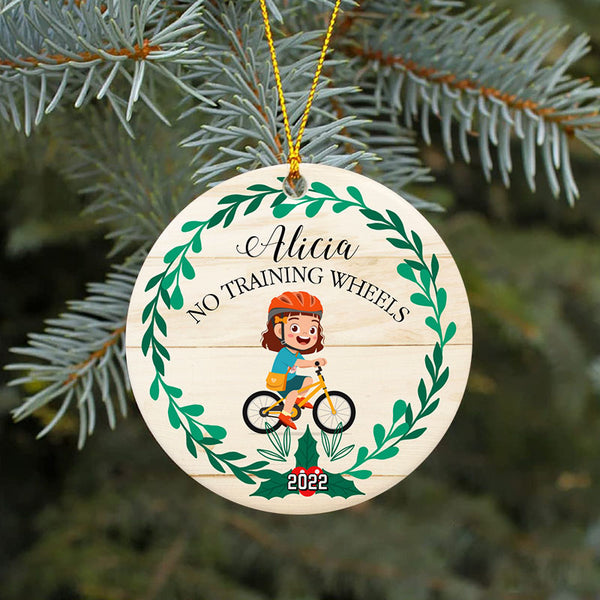 No training wheels ornament for kids, boys girls bicycle ornament, custom cycling gifts| ONT79