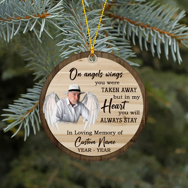 Custom memorial ornament, on angel wings, remembrance ornament for loss of loved one, sympathy gift| ONT47