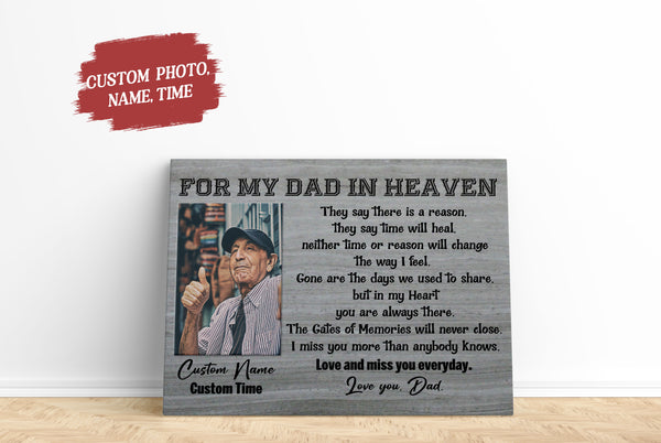 Father Memorial Canvas| For Dad In Heaven Custom Dad Memorial, Sympathy Gift Loss of Father, Loss of Dad JC904