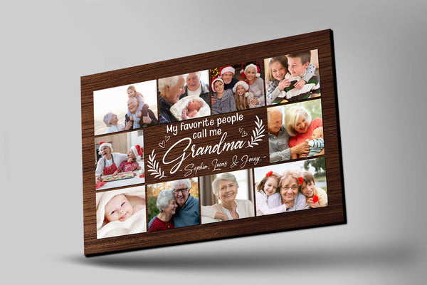 Grandma Personalized Canvas Photo Collage, Mothers's Day Gift for Grandmother, Nana Gift| N2489