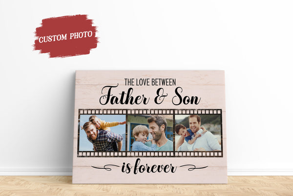 Father & Son Personalized Canvas Custom Photo Collage Father's Day Gift for Best Dad Birthday Christmas N2559