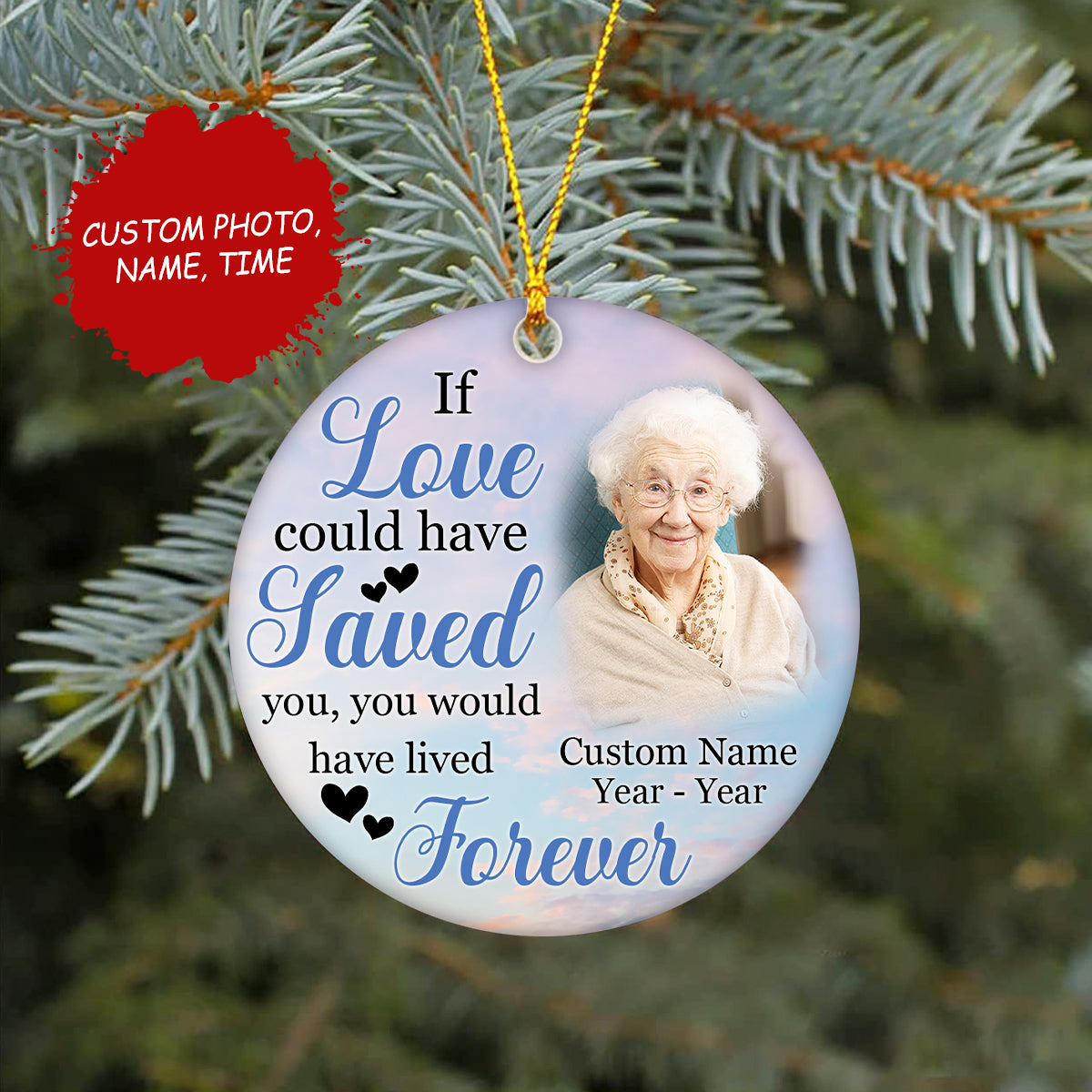 Personalized memorial ornament for loss, Christmas in heaven, keepsake remembrance gift| ONT33