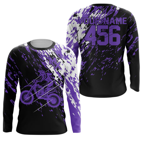 Personalized dirt bike jersey adult&kid UPF30+ Motocross biker girl MX racing off-road - Purple| NMS911