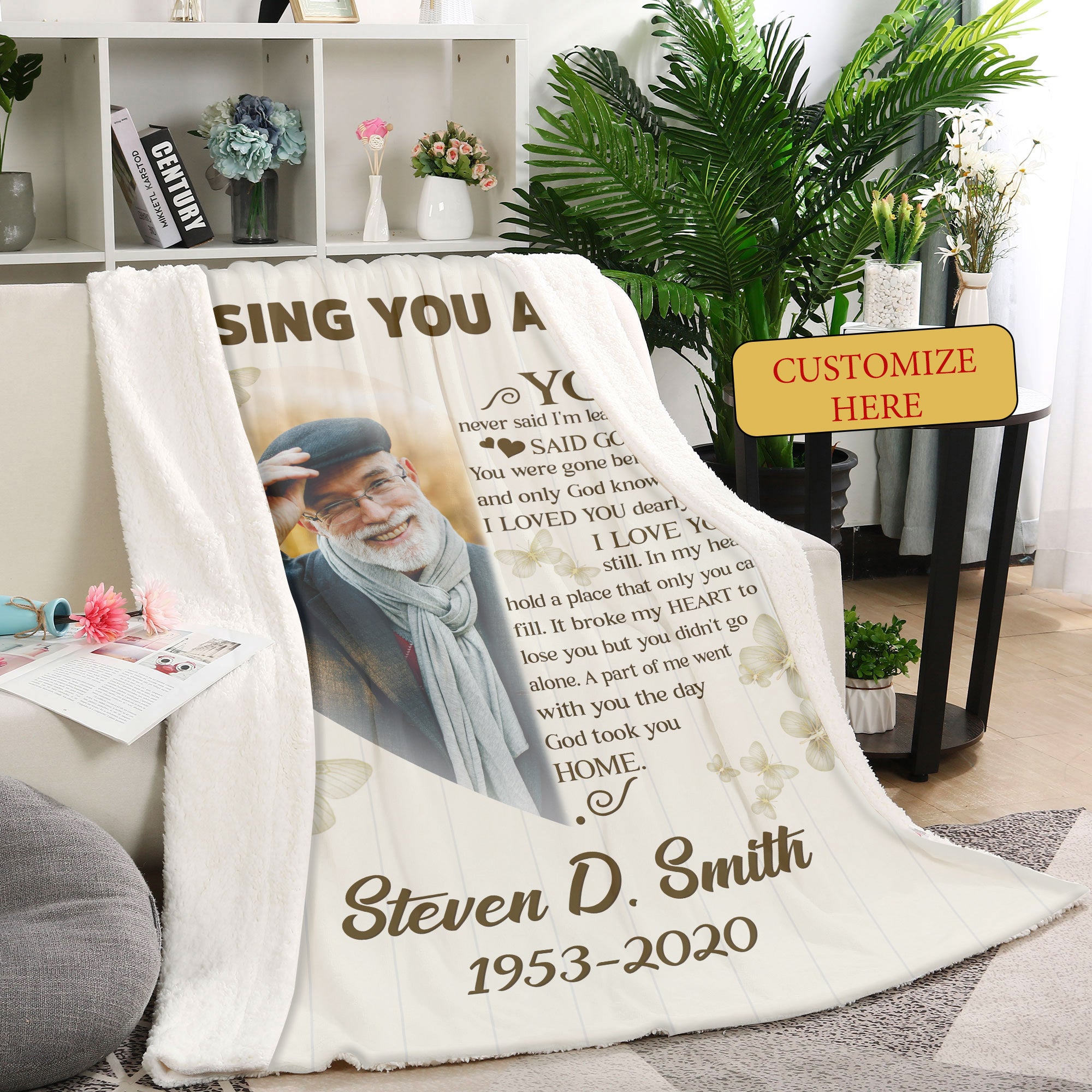 Personalized Memorial Fleece Blanket Gift for Lost Loved One Medium (50x60in) Unifury