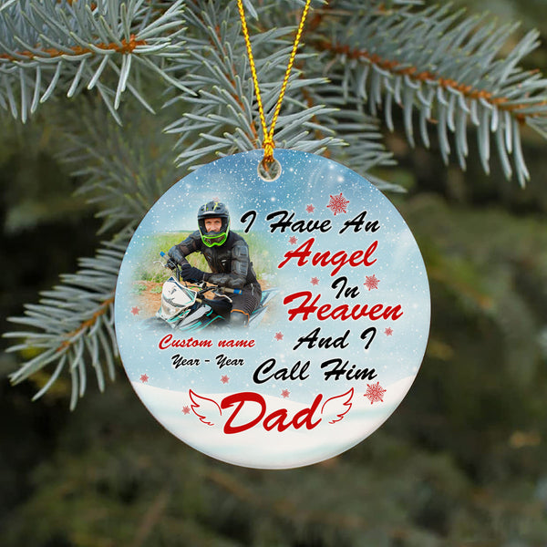 Personalized Motorcycle Christmas Ornament Angel In Heaven Remembrance Gift For Loss Of Biker Dad ODT75