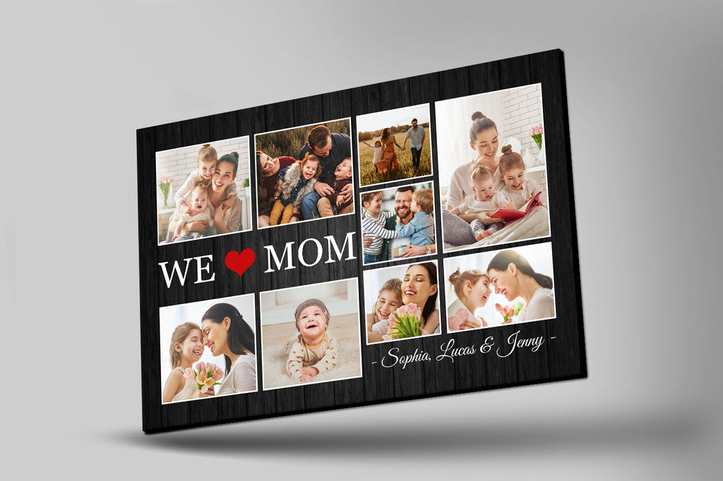 Mom Custom Photo Collage Canvas, Personalized Christmas Gift For