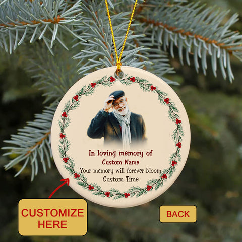 Personalized Memorial Circle Ornament - Place Your Picture Upon The Tree Ornament Custom 2 Sided Ornament Christmas Memorial Gift Remembrance Ornament for Deceased Loved One - JOR45