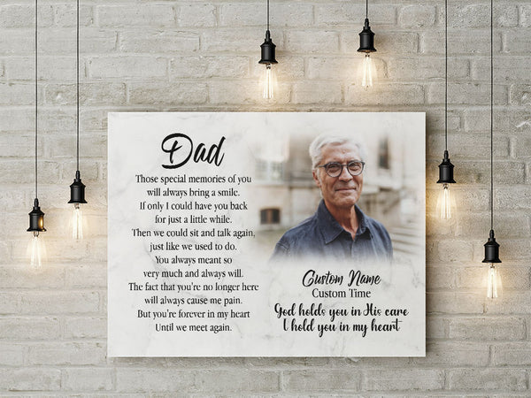 Dad Memorial Canvas Until We Meet Again, Personalized Dad Remembrance, Sympathy Gift for Loss Father N2653