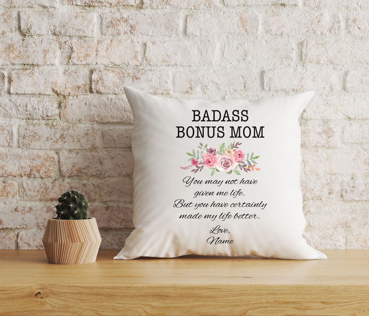 Custom Bonus Mom Pillow, Badass Stepmom Funny Mother's Day Gift for Bonus Mom, Step Mother Gift| NPL05