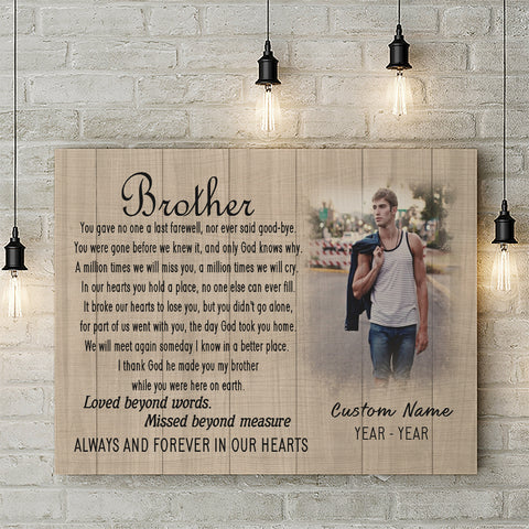 Personalized Brother Memorial Canvas, Brother Memory Picture Frame, Bereavement Sympathy Gift N2696