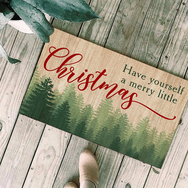 Christmas Door Mat - Haver Yourself A Merry Little Christmas Door Mat| Christmas Wish Christmas Sign Christmas Decoration Welcome Mat Holiday Doormat Winter Sign Gift for Xmas| JD31