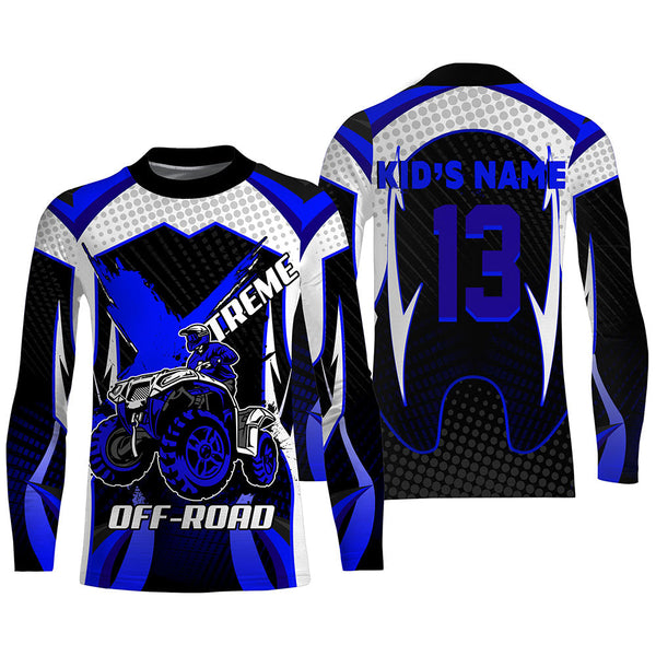 Custom ATV Motocross Jersey UPF30+ Blue Quad Bike Shirt Adult Youth Xtreme Off-road Racing NMS1350