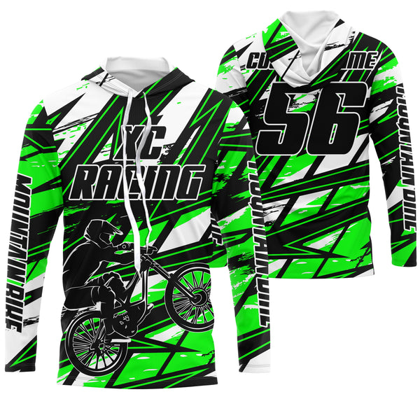 Custom Green XC MTB jersey Cross-country UPF30+ sun shirt Kid Adult Cycling mountain bike gear| SLC107