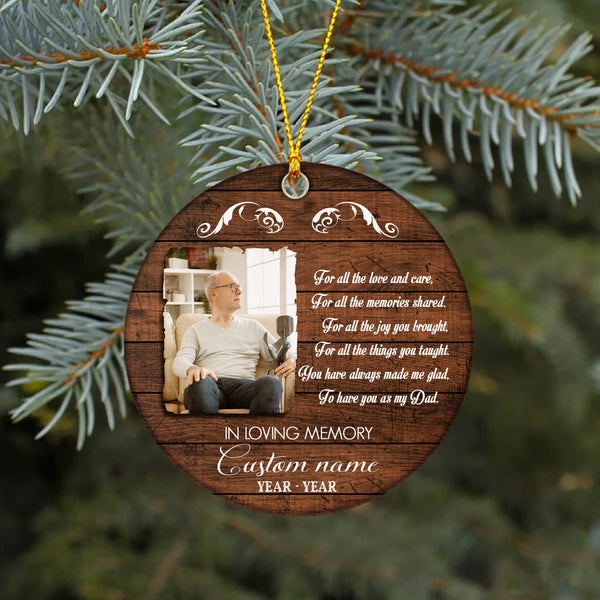 Dad memorial ornament - my angel father, sympathy Xmas ornament, custom bereavement gifts for loss| ONT58