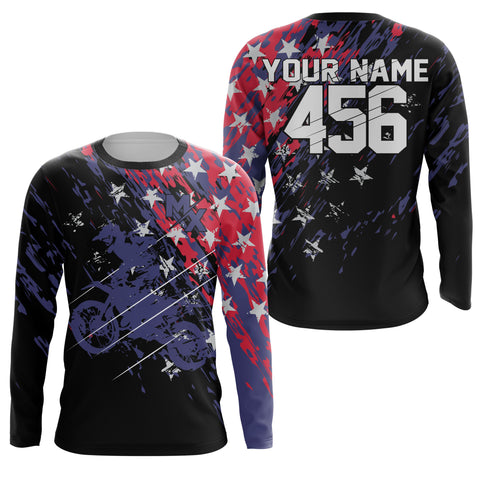 Personalized dirt bike jersey American flag adult&kid UPF30+ Motocross MX racing off-road shirt| NMS912